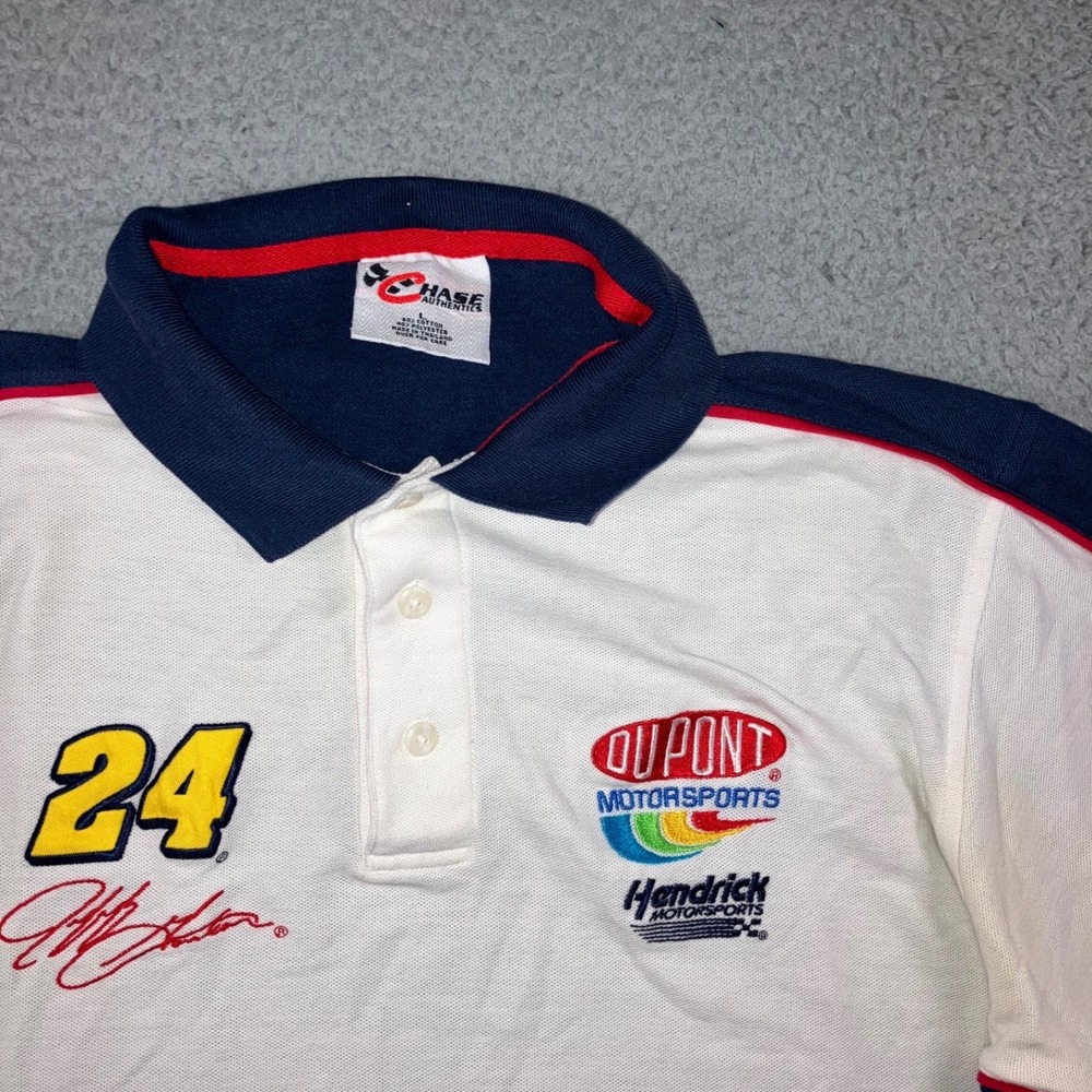 VTG Chase Authentics Polo Shirt Men L Jeff Gordon 24 DuPont Hendrick Motorsports